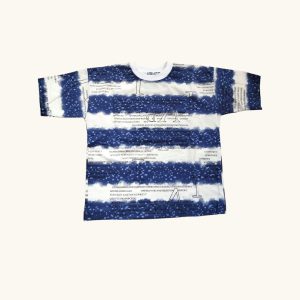 تیشرت بگ راه راه چاپی آبی پسرانه اسپرت لش برند مناسب 5 تا 7 سال