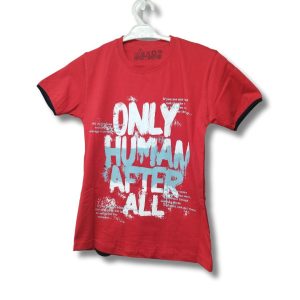 تیشرت پسرانه اسپرت قرمز طرح آنلی مناسب 5 تا 7 سال