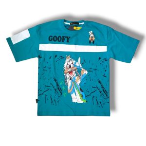 تیشرت پسرانه سبزآبی طرح گوفی 7 تا 9 سال