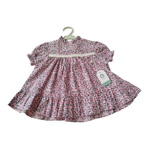 تونیک نخی مجلسی دخترانه گلدار مناسب ۱ تا ۷ سال سایزبندی ۳۵ تا ۵۰