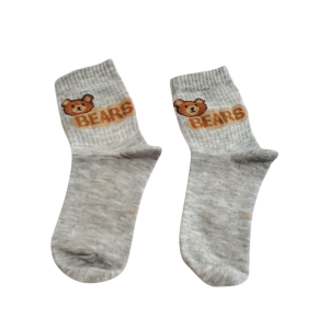 جوراب فری سایز اسپرت طوسی مناسب ۳ تا ۵ سال طرح تدی GH111-S