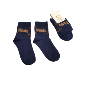 جوراب فری سایز اسپرت سرمه‌ای مناسب ۳ تا ۵ سال طرح پاندا GH114-S