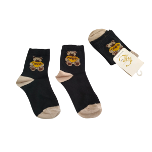 جوراب فری سایز اسپرت مشکی مناسب ۳ تا  ۵ سال طرح تدی  GH109-S