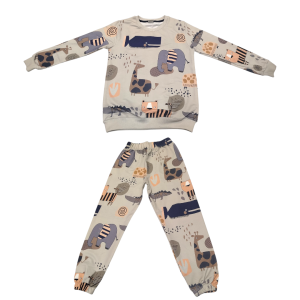 ست پسرانه بلوز شلوار تمام چاپ طرح حیوانات مناسب 5 تا 7 سال GH125-S