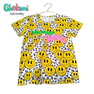 تیشرت دخترانه مدل چاپی کد Gh03-50 طرح استیکر