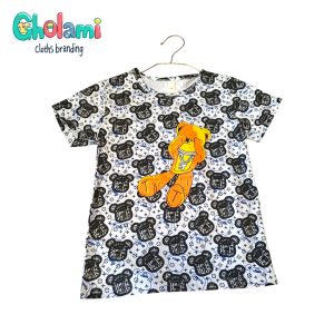 تیشرت دخترانه مدل چاپی کد Gh04-50 طرح تدی