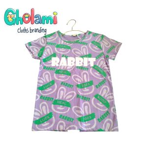 تیشرت دخترانه مدل چاپی کد Gh16-55 طرح رابیت