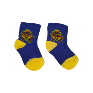 جوراب ساقدار آبی نوزادی طرح سگ مناسب بدو تولد تا ۹ ماه