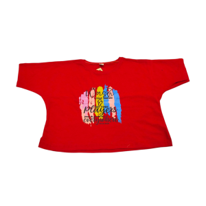 کراپ قرمز دخترانه طرح اسپرت مناسب ۵ تا ۷ سال