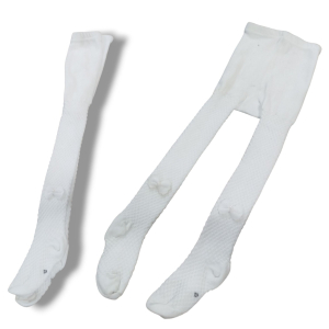 پاپیون و ژاکارد جوراب شلواری دخترانه سفید گرم مناسب نوزاد تا 7 سال