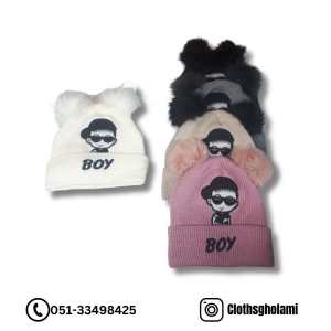 پسر و عینک کلاه بافت زمستانی لایه دار 2 پوم مناسب 2 تا 5 سال